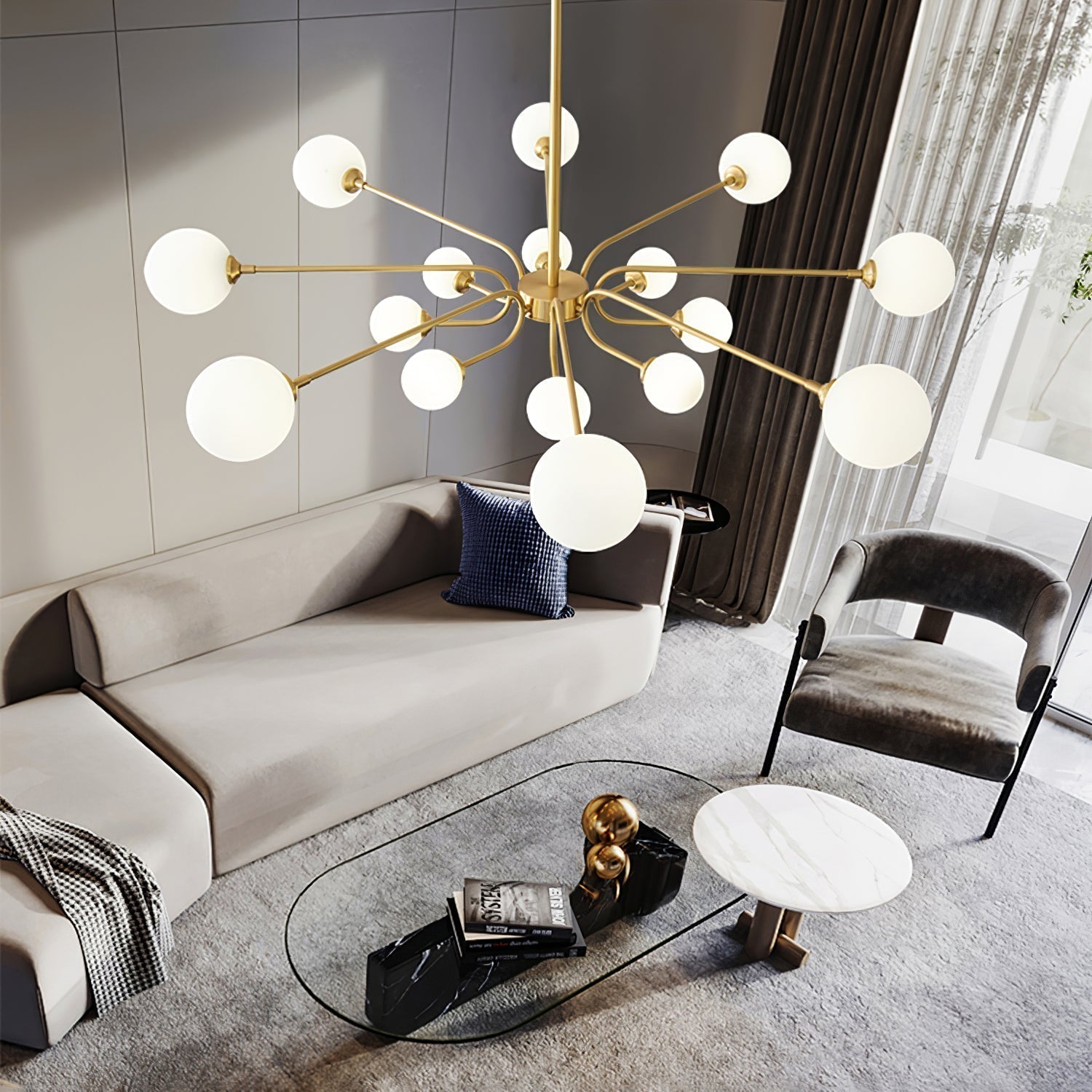 Wace Chandelier Globe Arm Modern