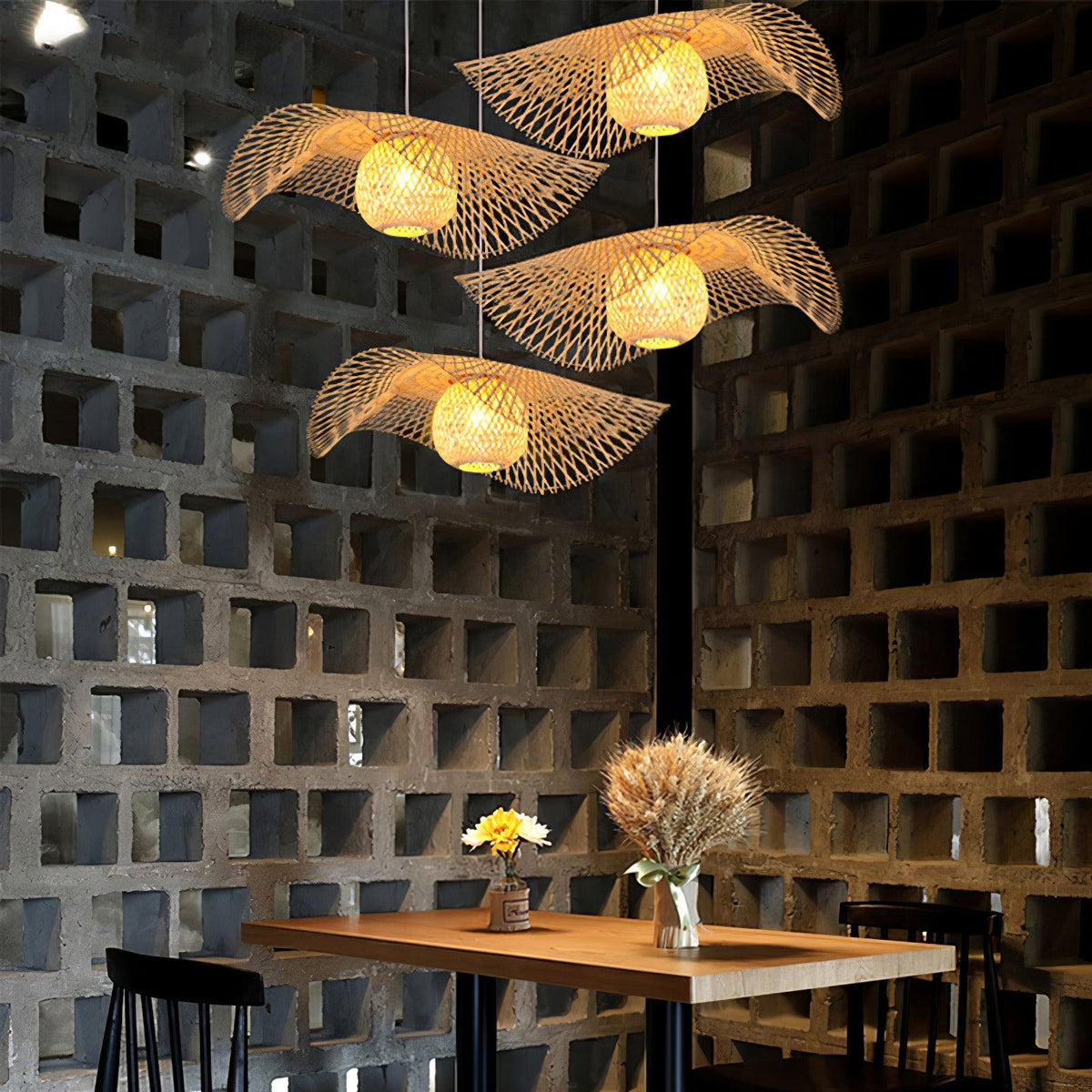 Twirl Bamboo Frame Pendant Lamp