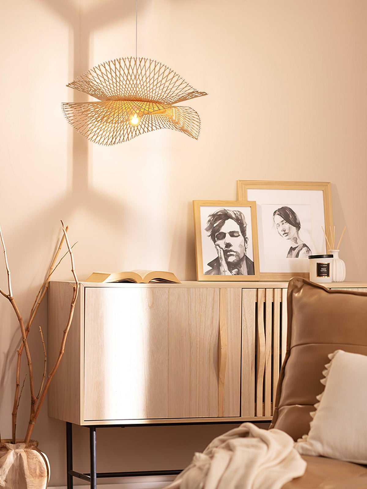 Twirl Bamboo Frame Pendant Lamp