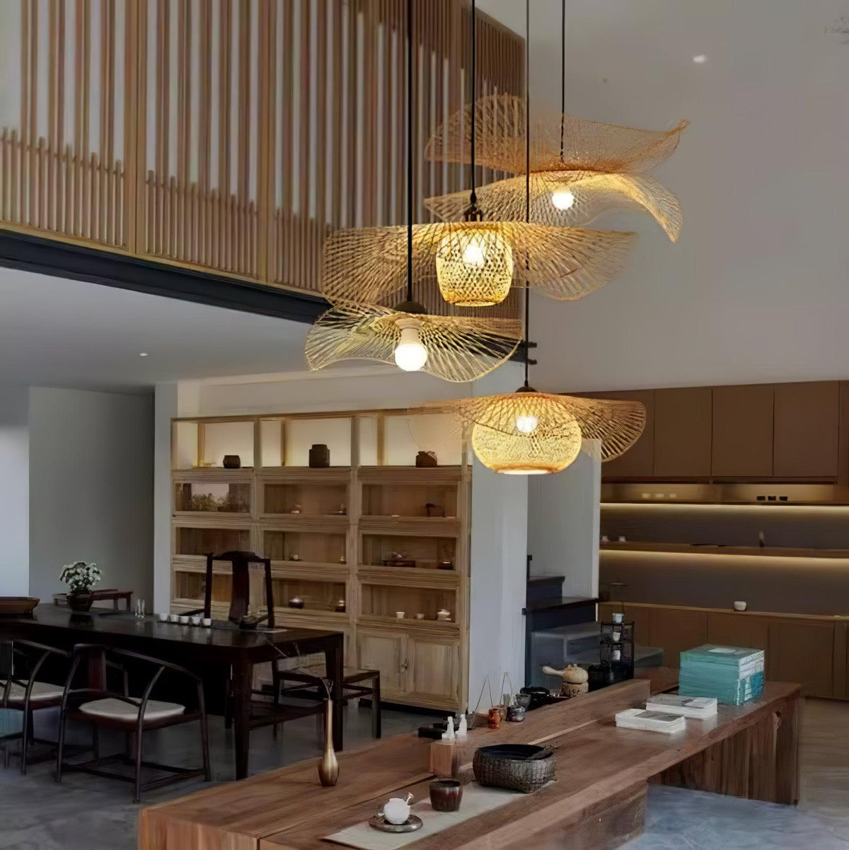 Twirl Bamboo Frame Pendant Lamp