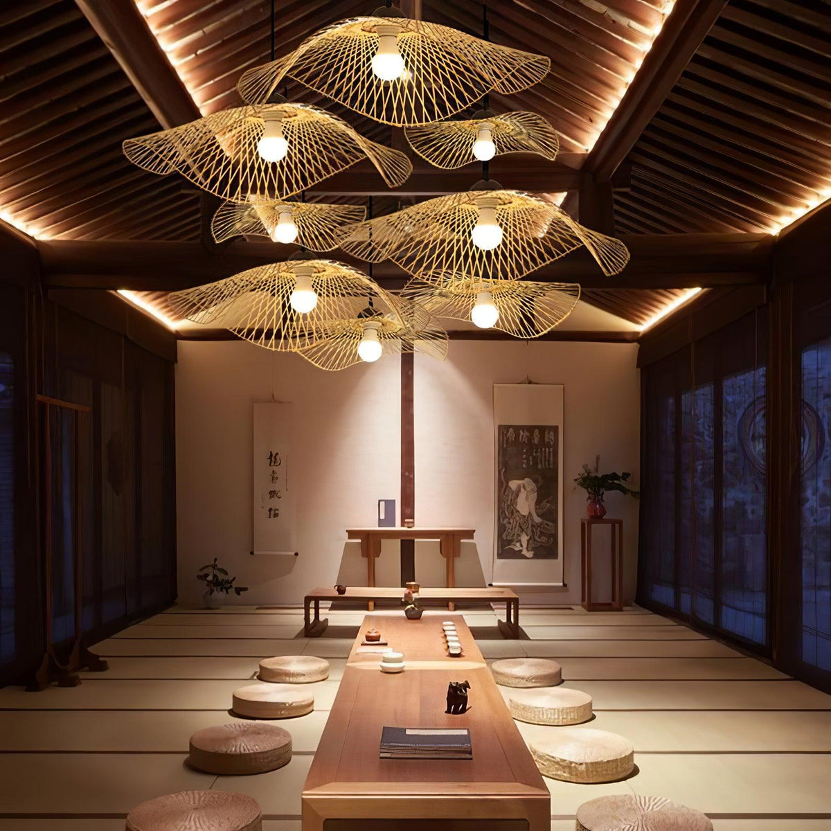 Twirl Bamboo Frame Pendant Lamp