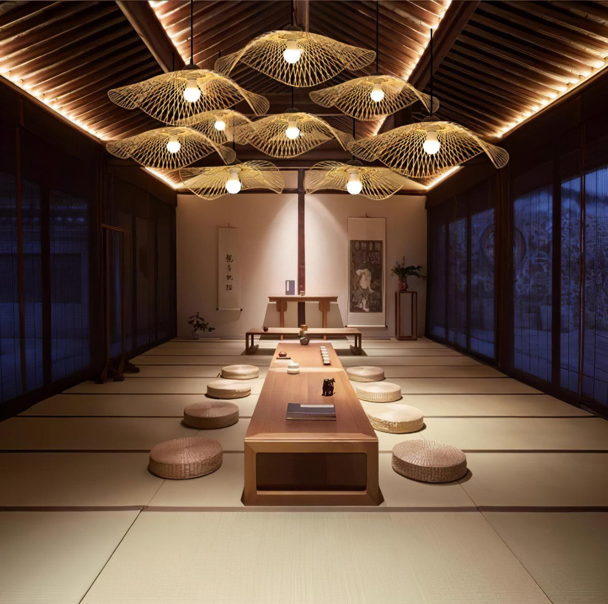 Twirl Bamboo Frame Pendant Lamp