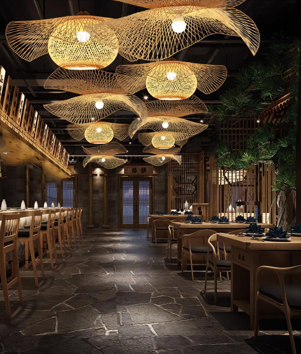 Twirl Bamboo Frame Pendant Lamp