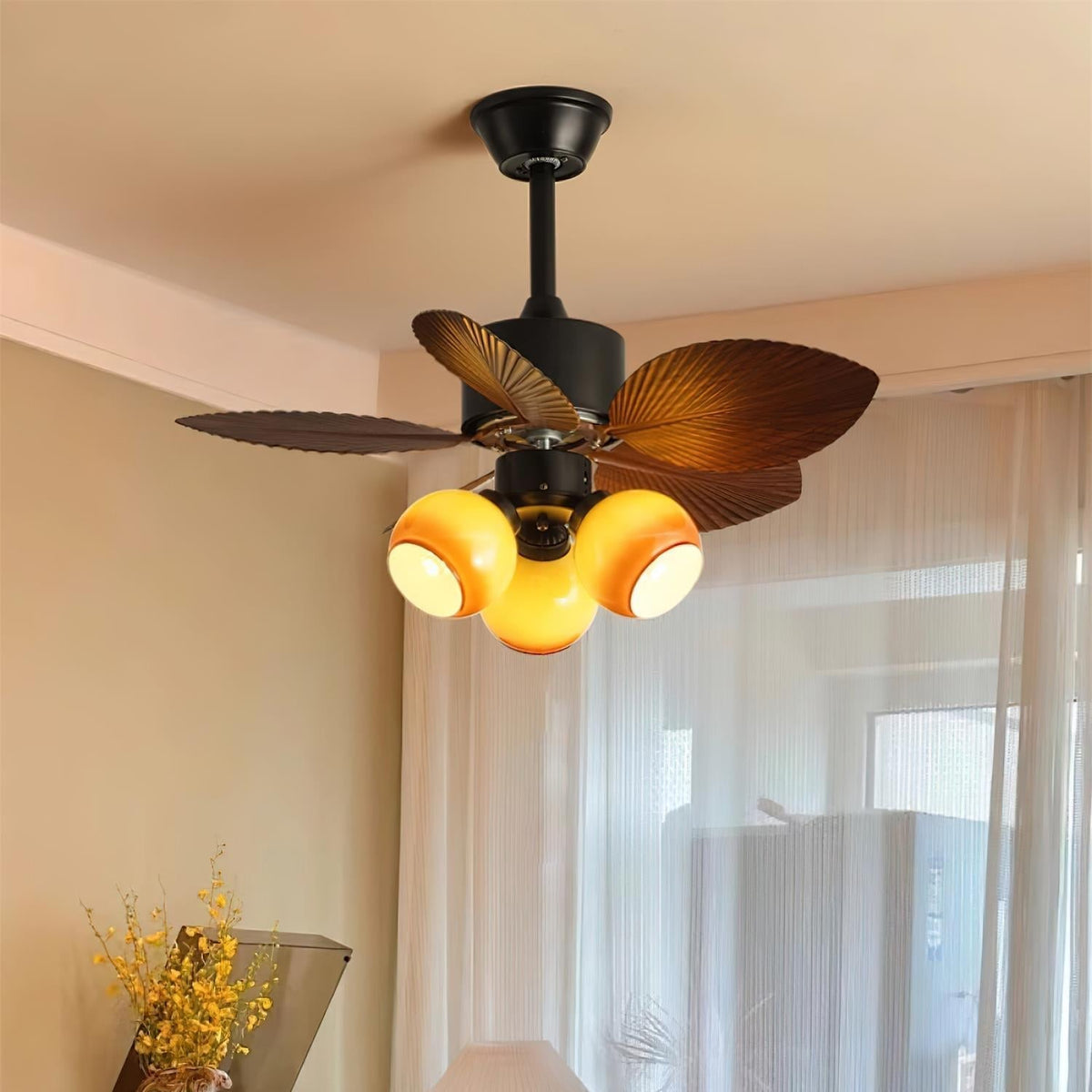 Celenina Tropical Glass Ceiling Fan Light