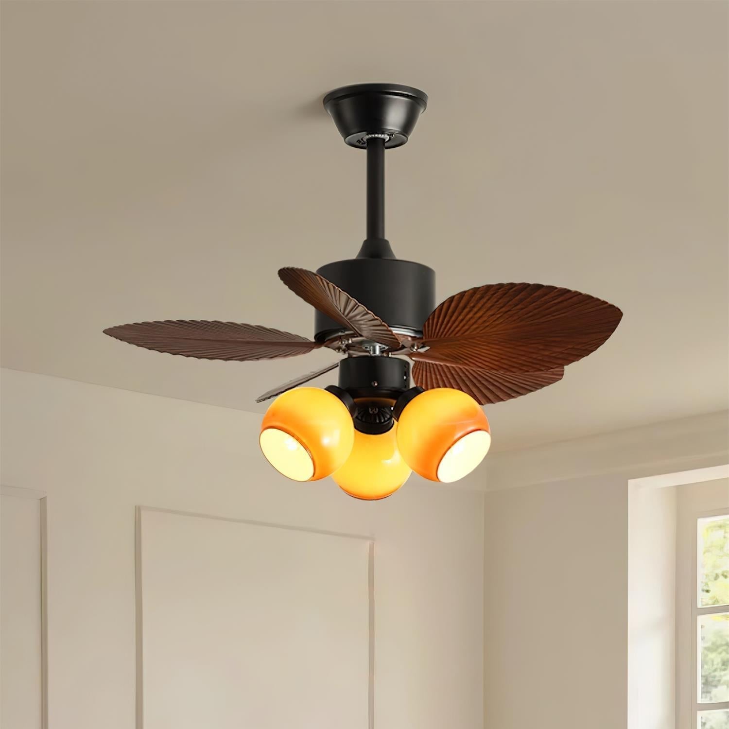 Celenina Tropical Glass Ceiling Fan Light