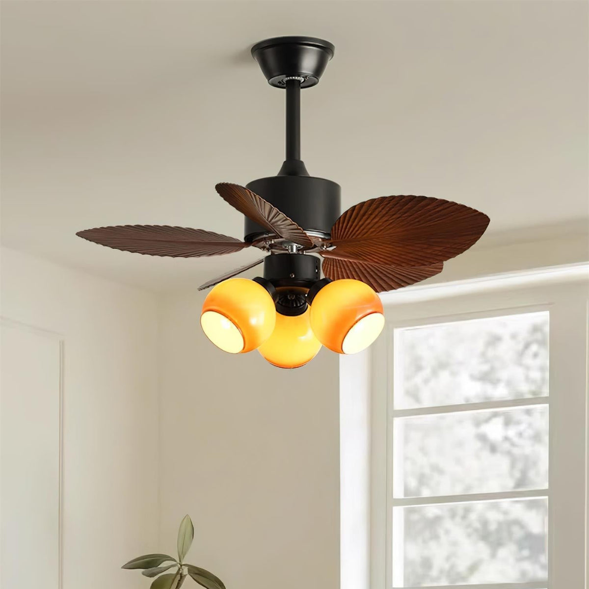Celenina Tropical Glass Ceiling Fan Light