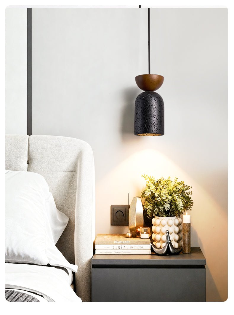 Iris Focused Black Travertine Pendant Light