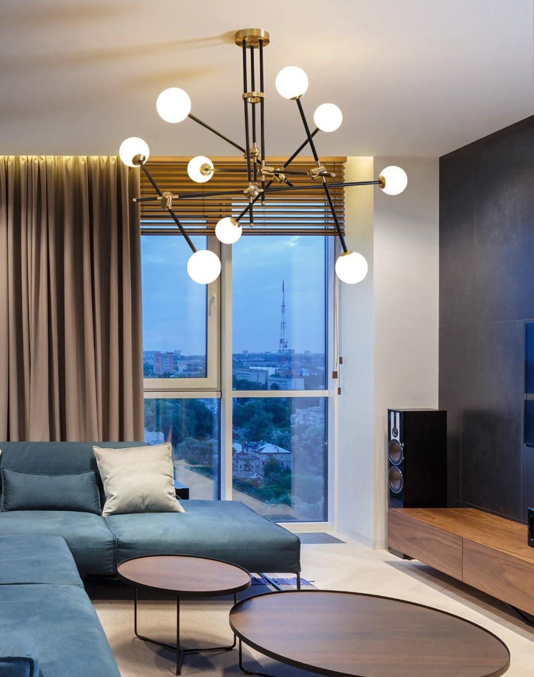 Celirissa Chandelier SI Brass Glass Globe