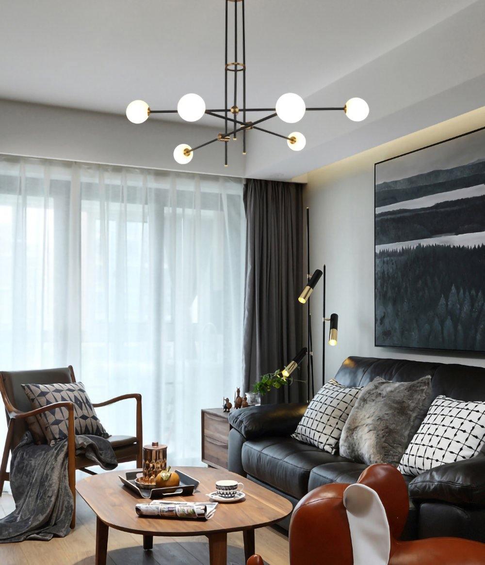 Celirissa Chandelier SI Brass Glass Globe