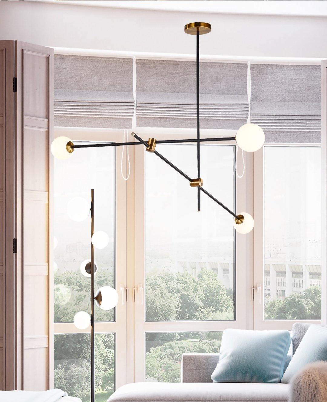 Celirissa Chandelier SI Brass Glass Globe