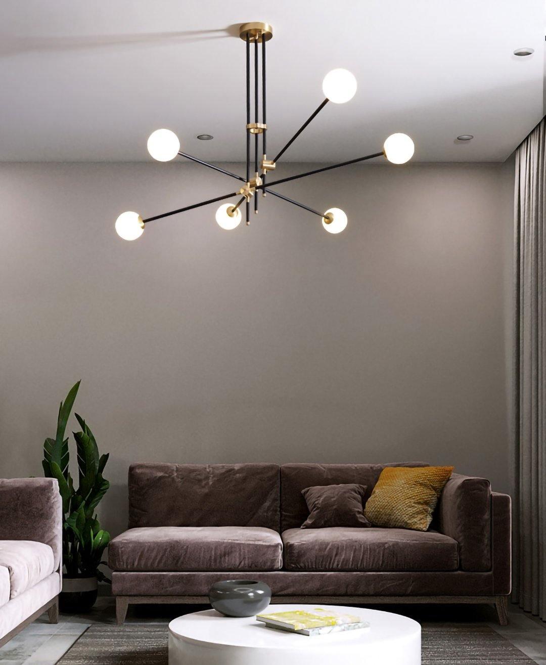 Celirissa Chandelier SI Brass Glass Globe