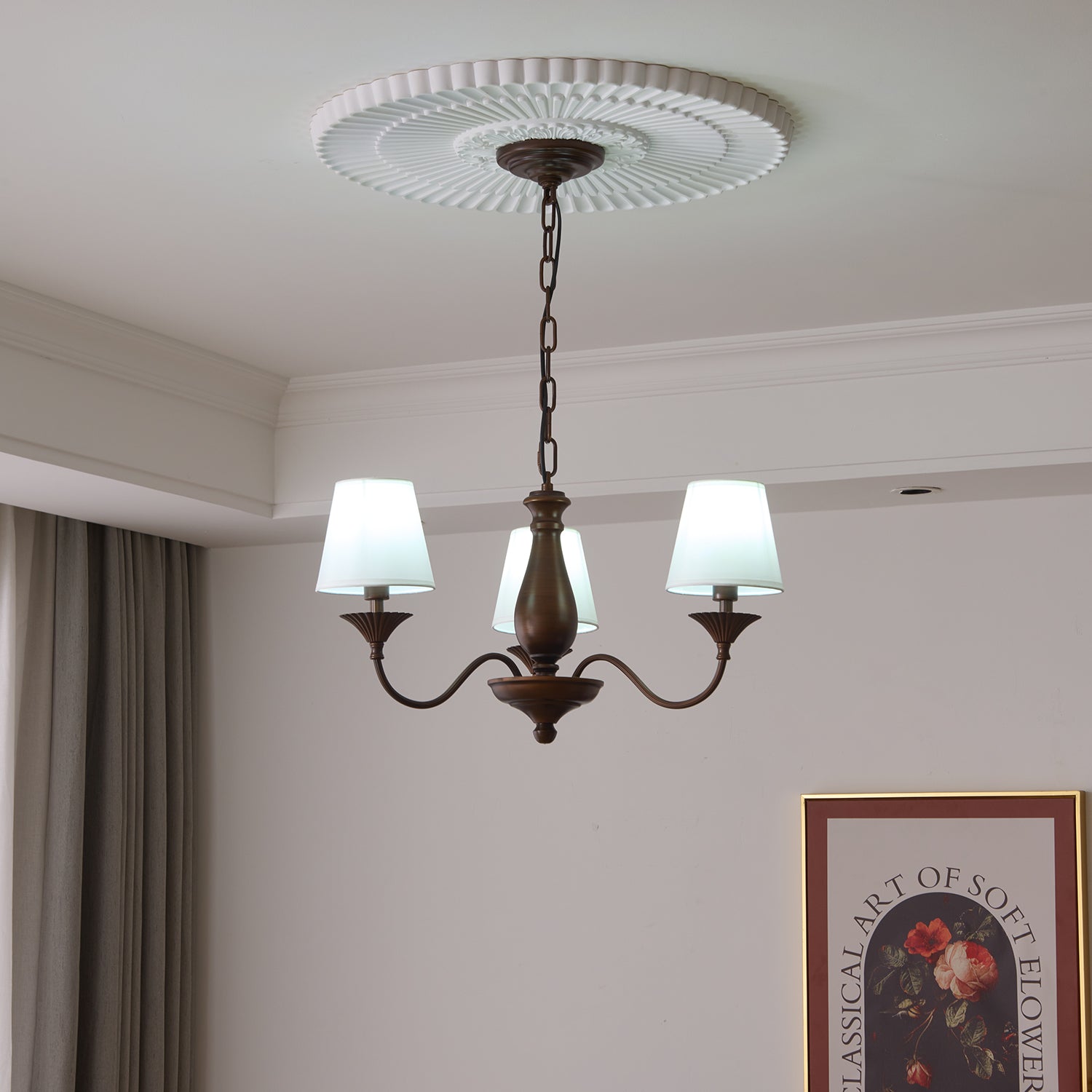 Ulenis Chandelier Fabric Shade Vintage