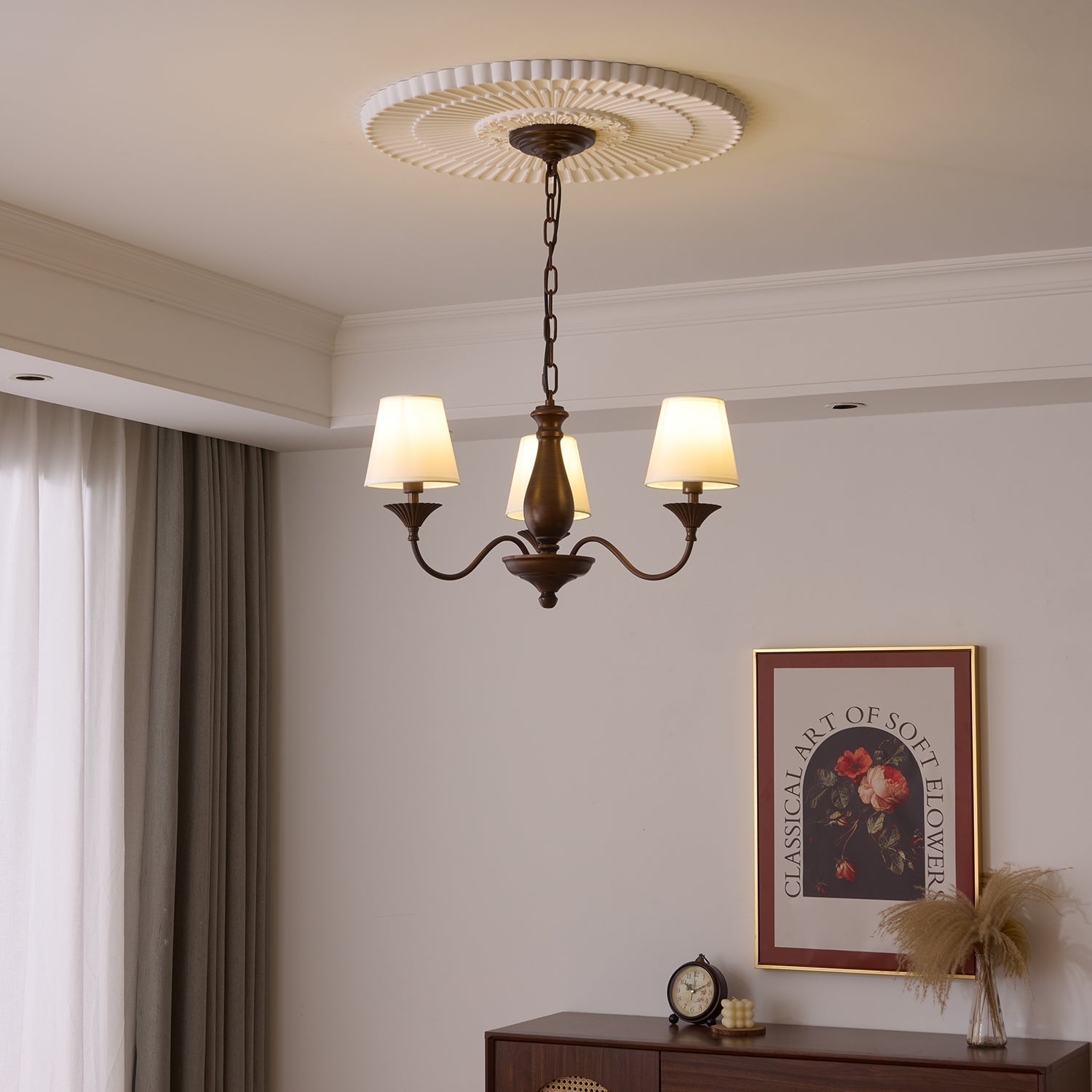 Ulenis Chandelier Fabric Shade Vintage