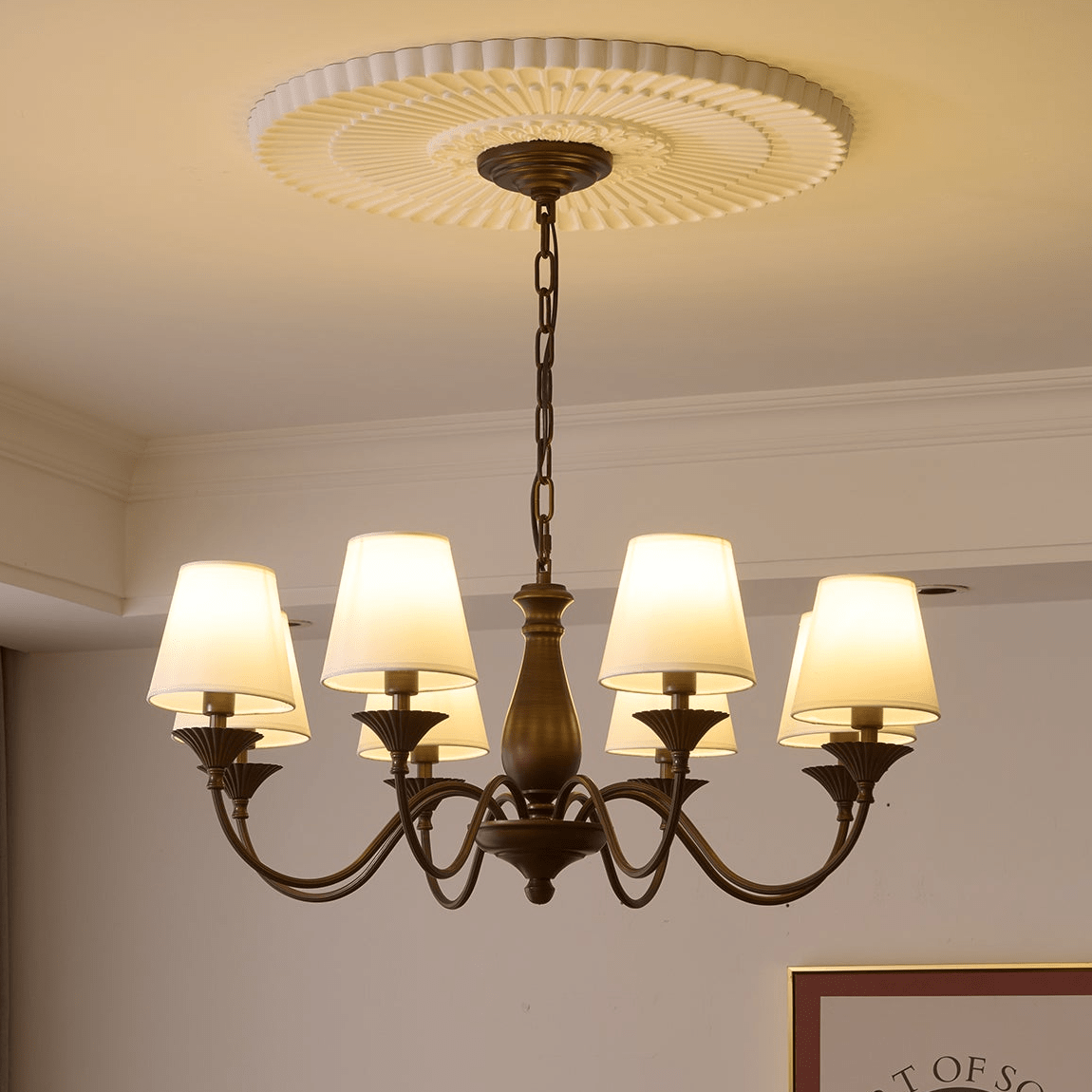 Ulenis Chandelier Fabric Shade Vintage