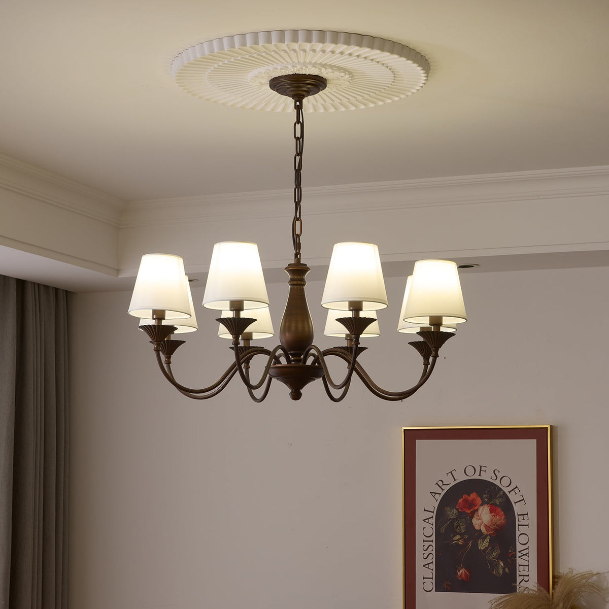 Ulenis Chandelier Fabric Shade Vintage