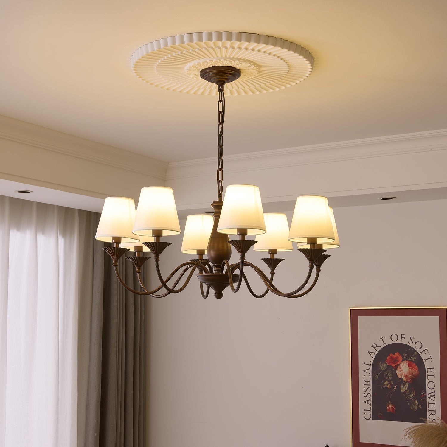 Ulenis Chandelier Fabric Shade Vintage