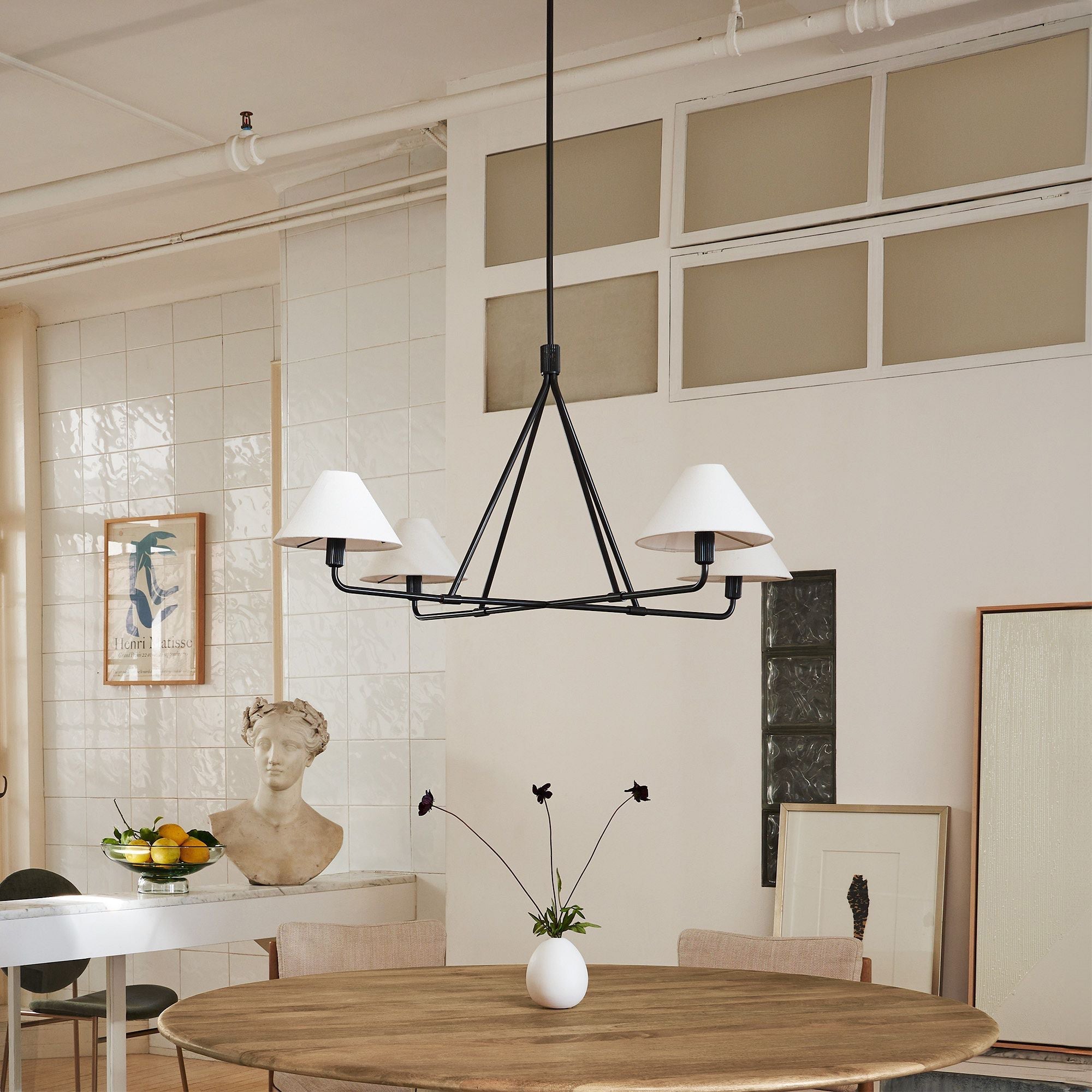 Vase Chandelier Cone Shade Minimalist