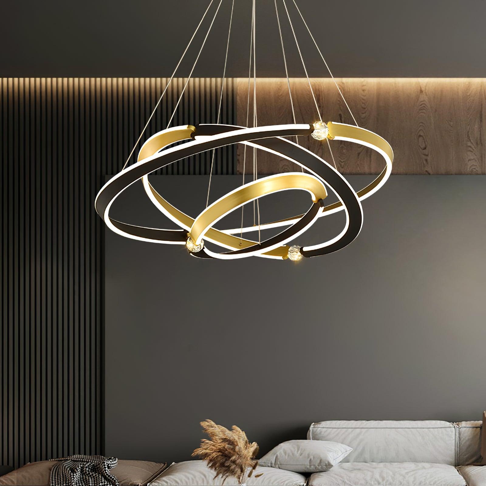 Elyerora Chandelier Crystal Black Gold Dining LED