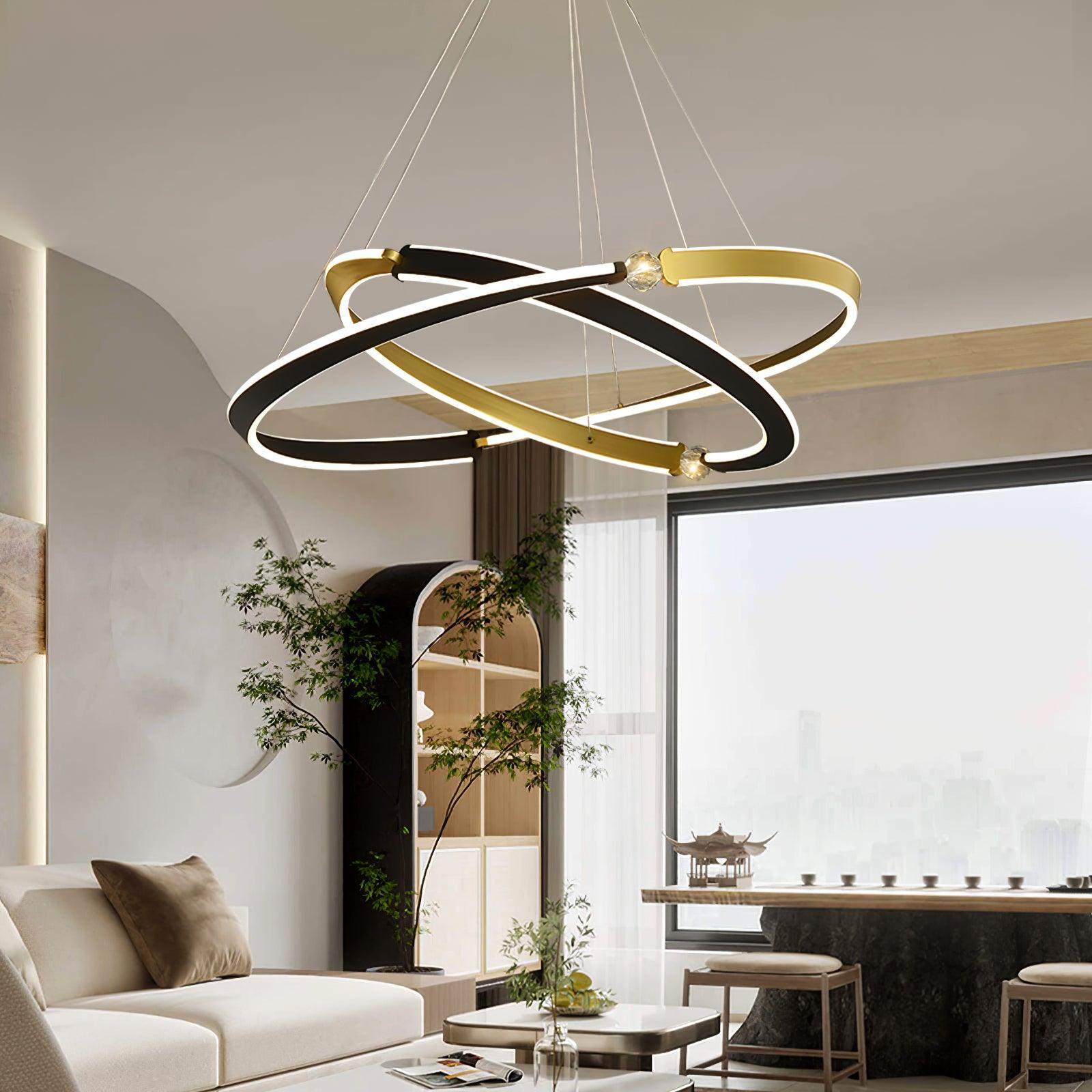 Elyerora Chandelier Crystal Black Gold Dining LED