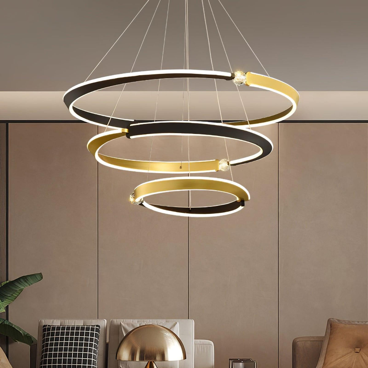 Elyerora Chandelier Crystal Black Gold Dining LED
