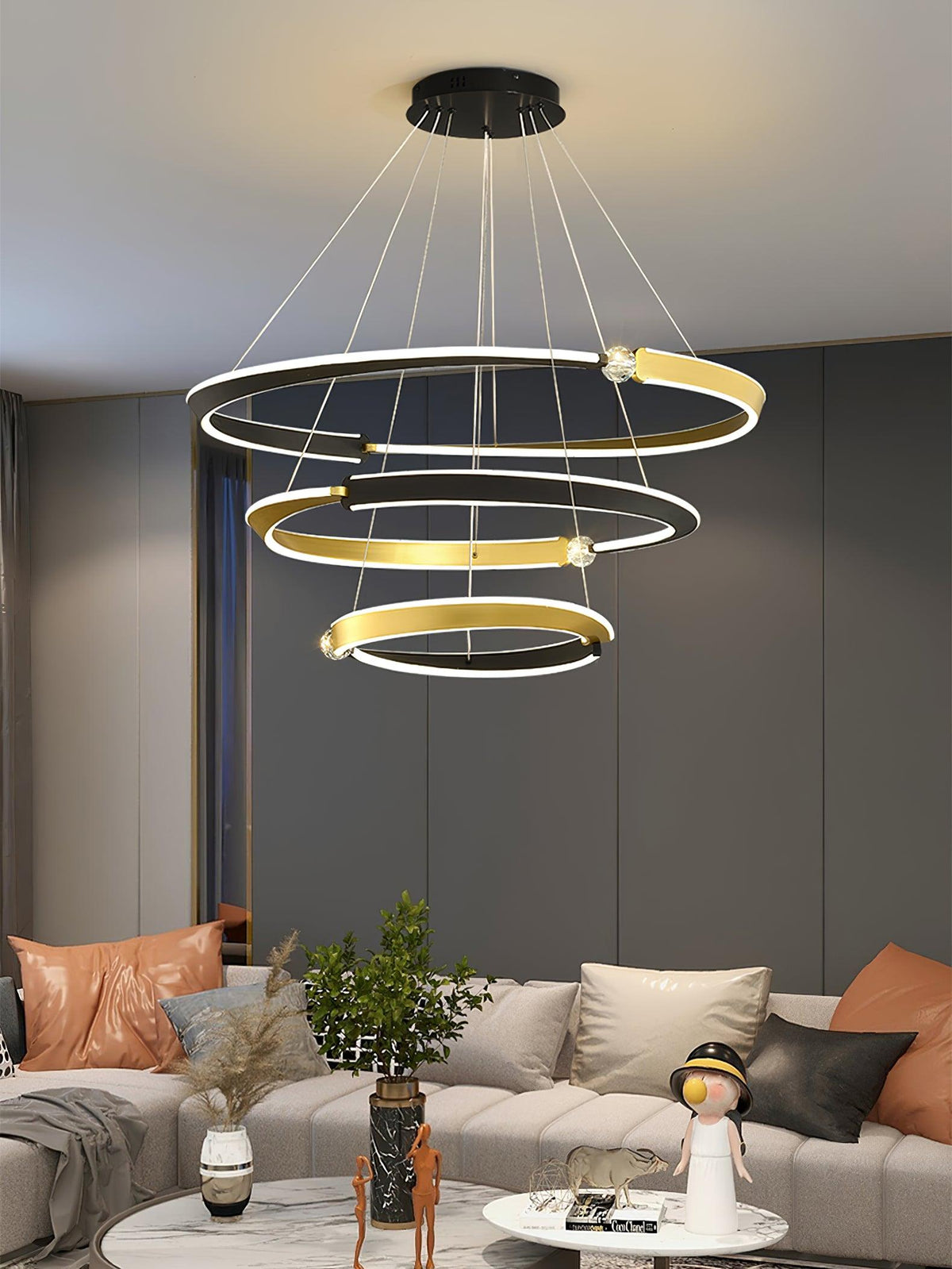 Elyerora Chandelier Crystal Black Gold Dining LED