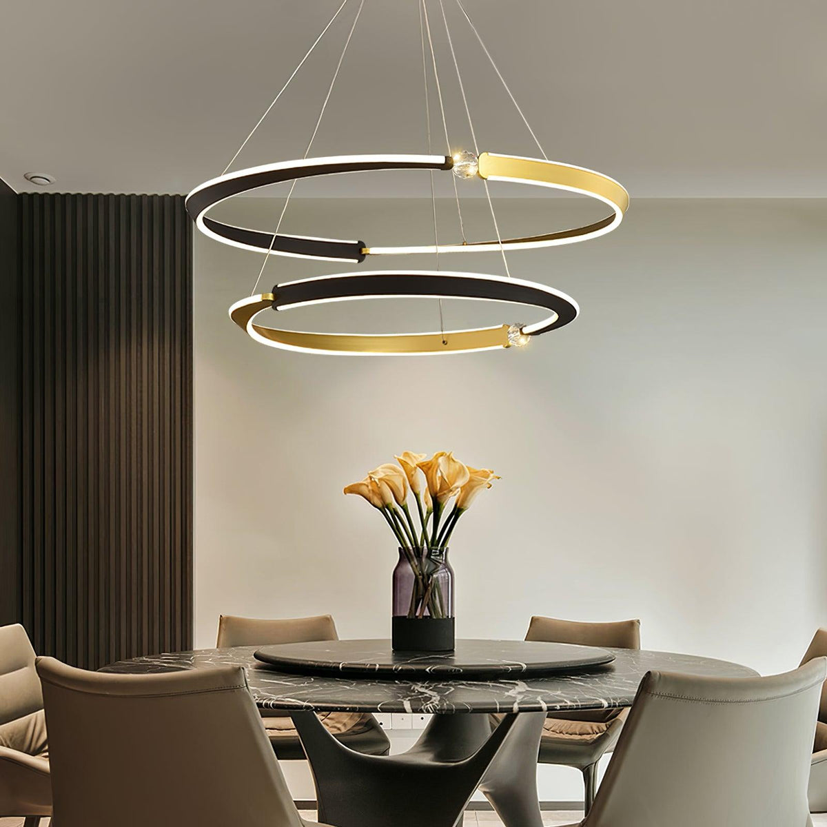 Elyerora Chandelier Crystal Black Gold Dining LED