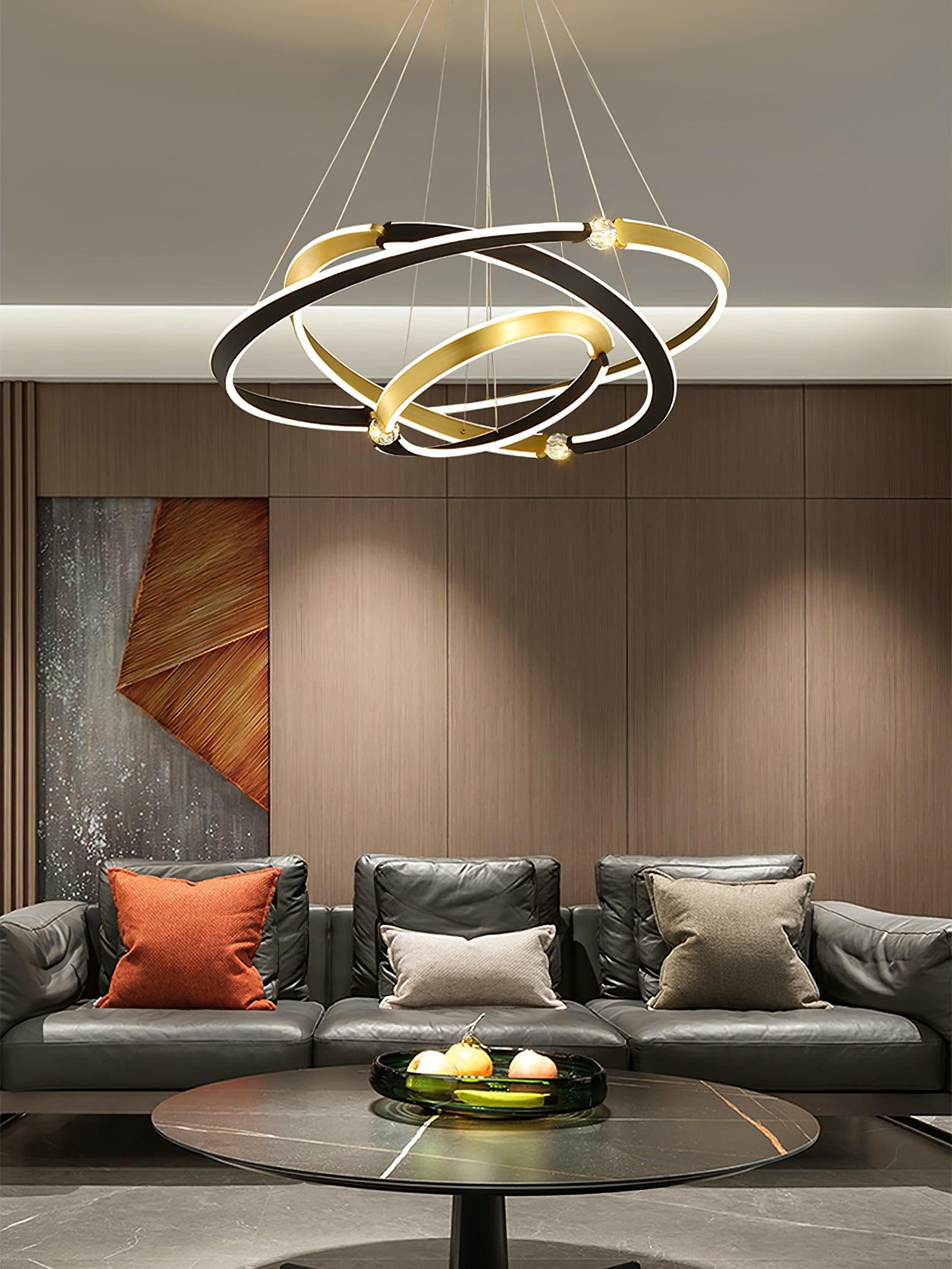 Elyerora Chandelier Crystal Black Gold Dining LED