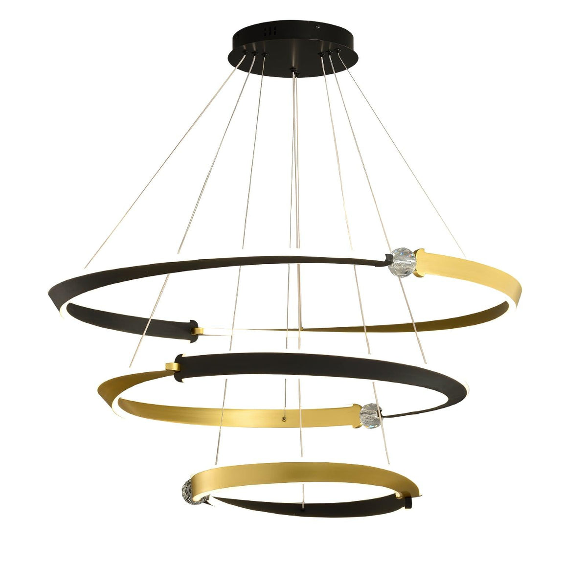 Elyerora Chandelier Crystal Black Gold Dining LED