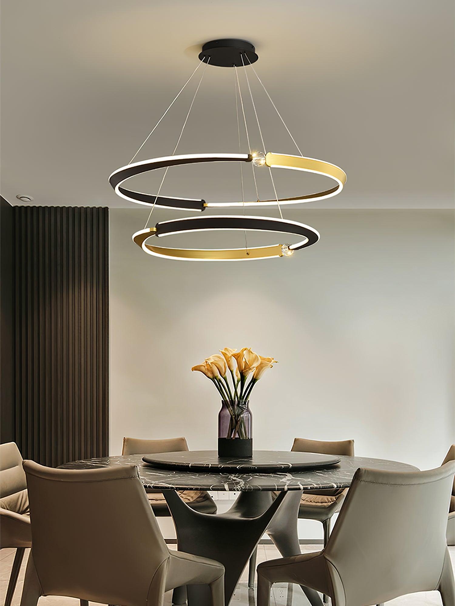 Elyerora Chandelier Crystal Black Gold Dining LED