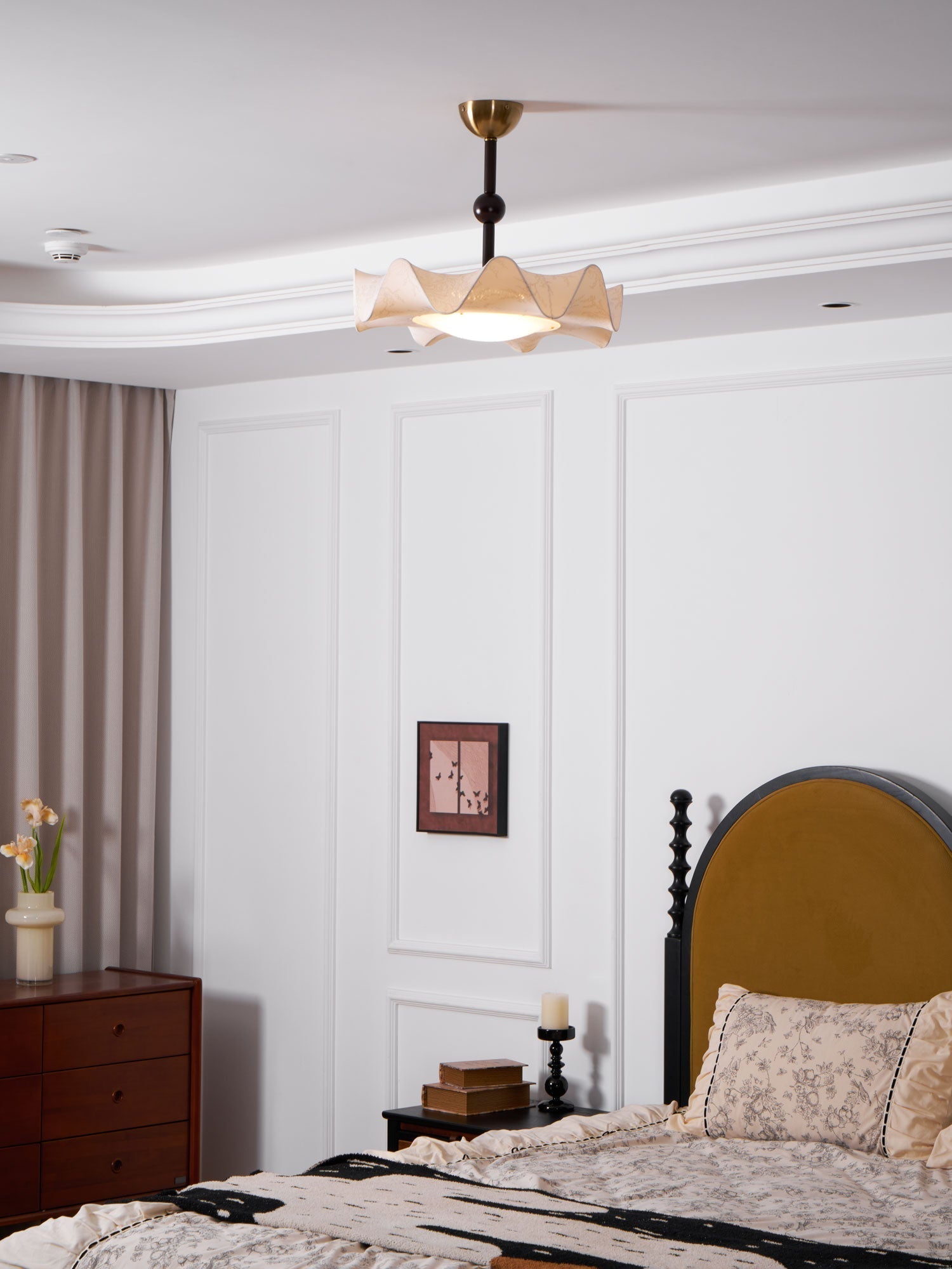 Avlorus Traditional Premium Elegance Wood Fabric Ceiling Light