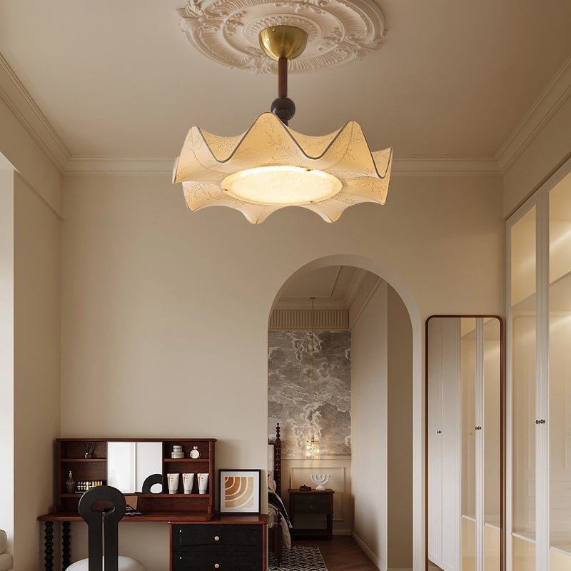 Avlorus Traditional Premium Elegance Wood Fabric Ceiling Light