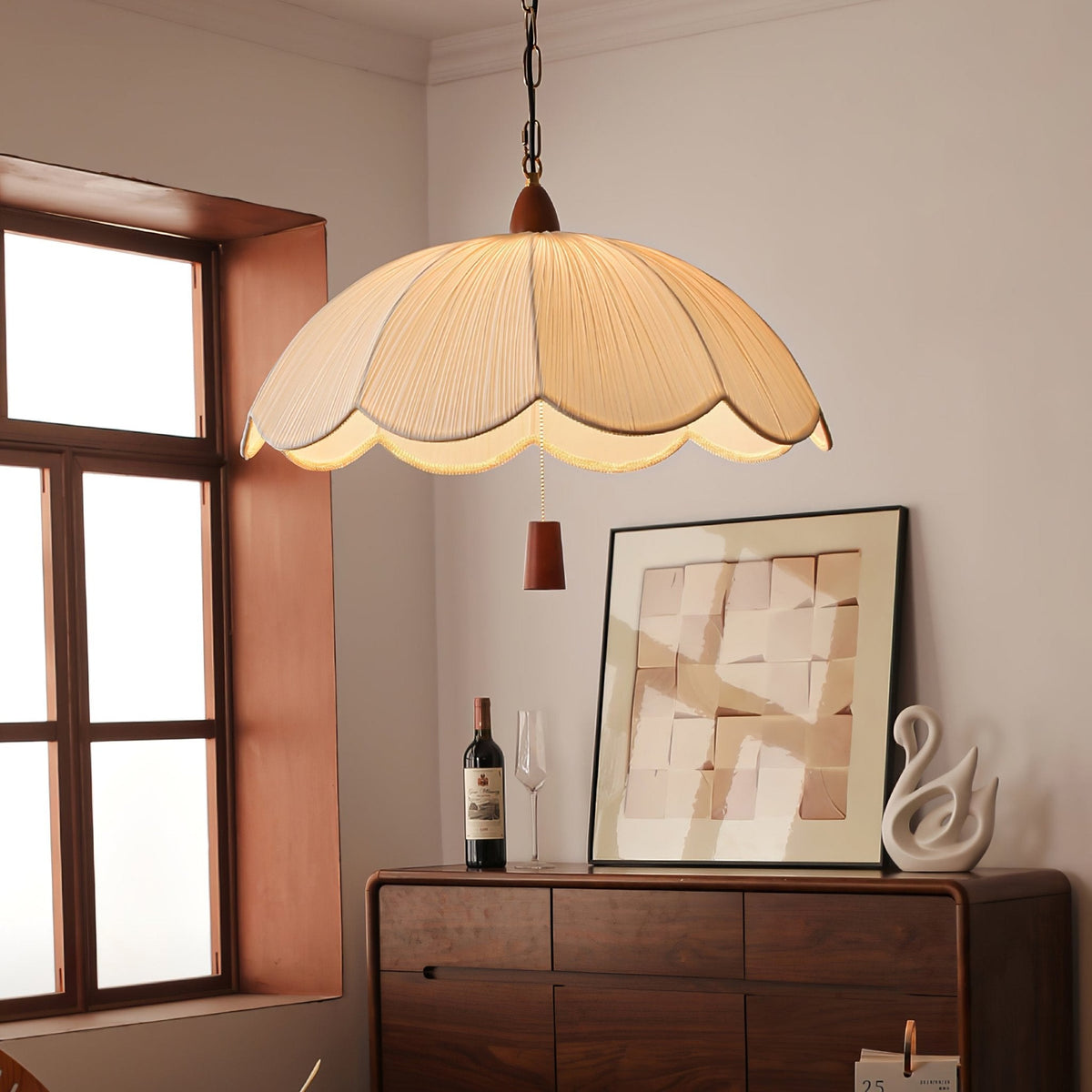 Vephael Art Nouveau Fabric Pendant Light