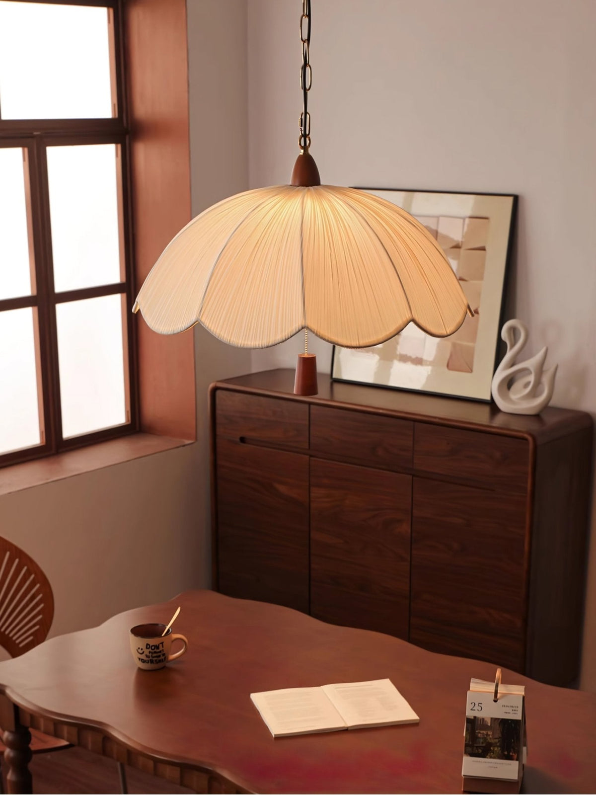 Vephael Art Nouveau Fabric Pendant Light