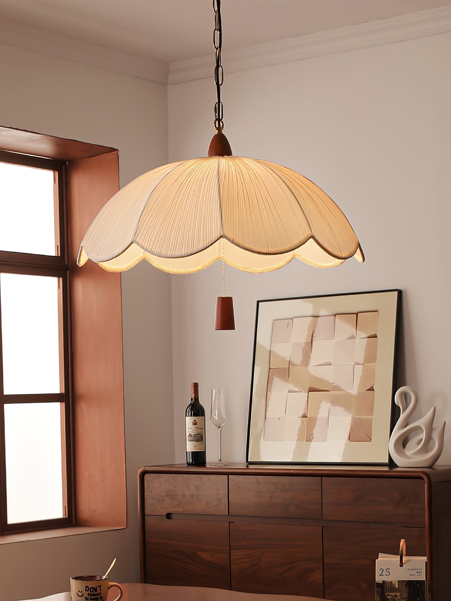 Vephael Art Nouveau Fabric Pendant Light
