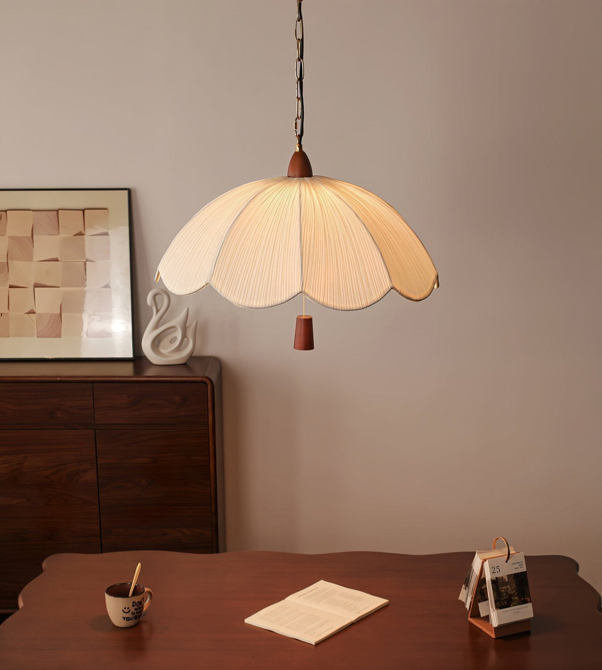 Vephael Art Nouveau Fabric Pendant Light