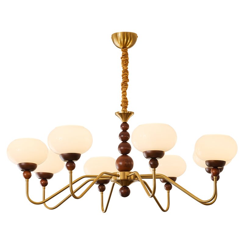 Sylaian Chandelier Glass Wood Brass Modern 6-Light