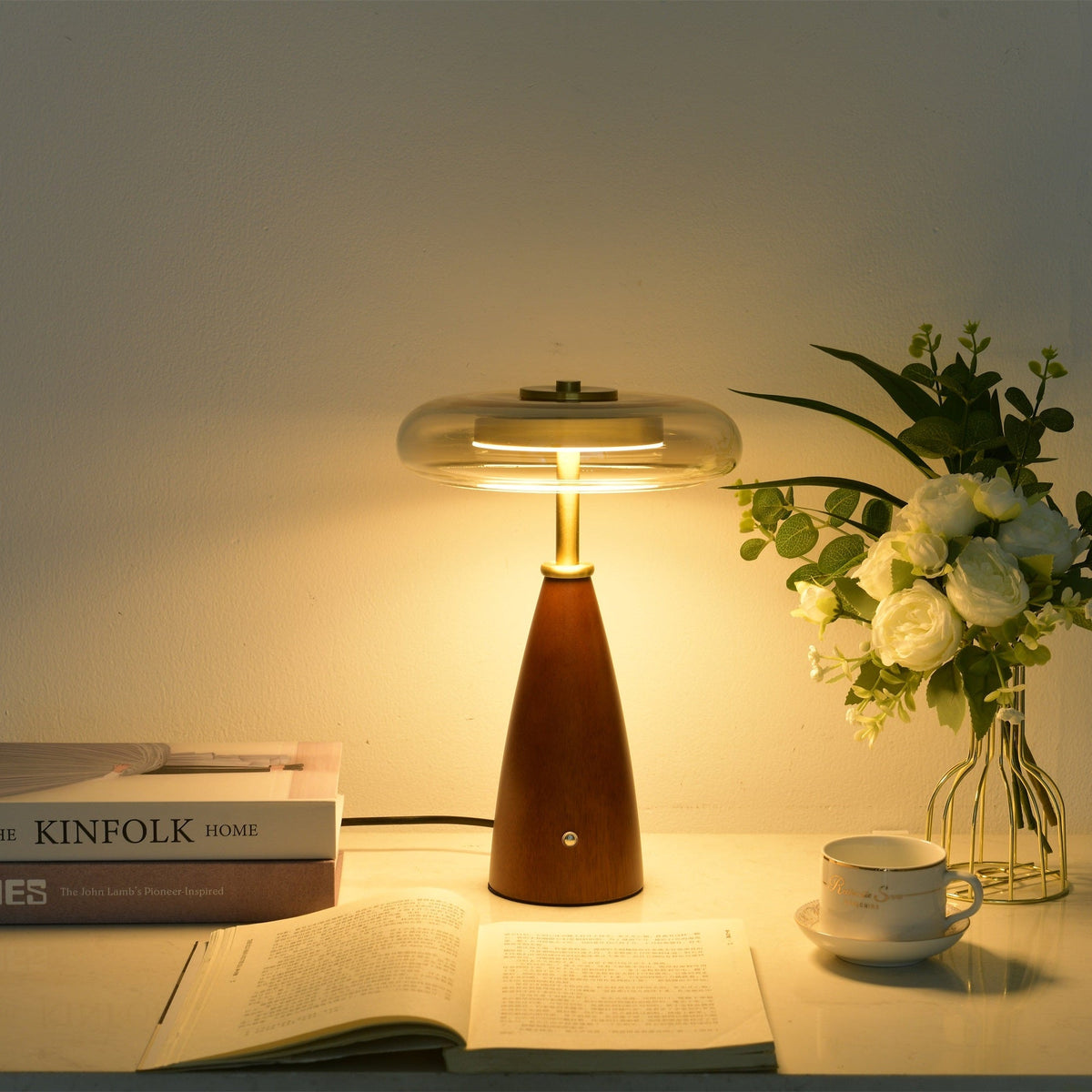 Mushroom Retro Glass Table Lamp