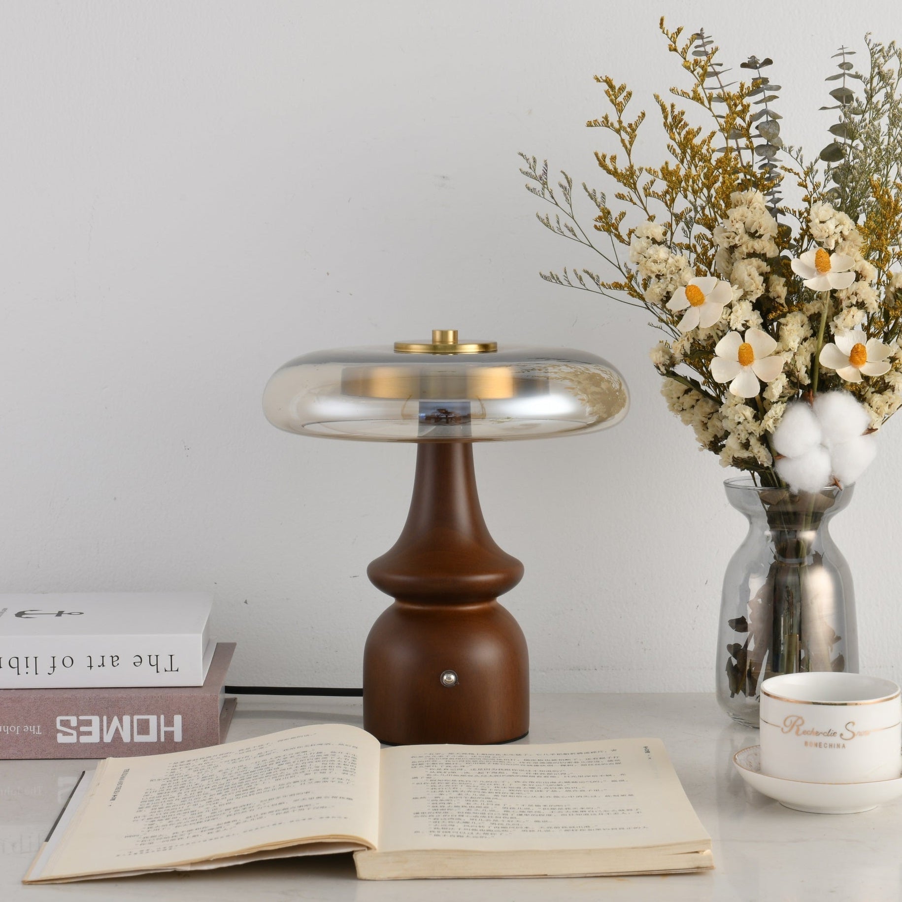 Mushroom Retro Glass Table Lamp