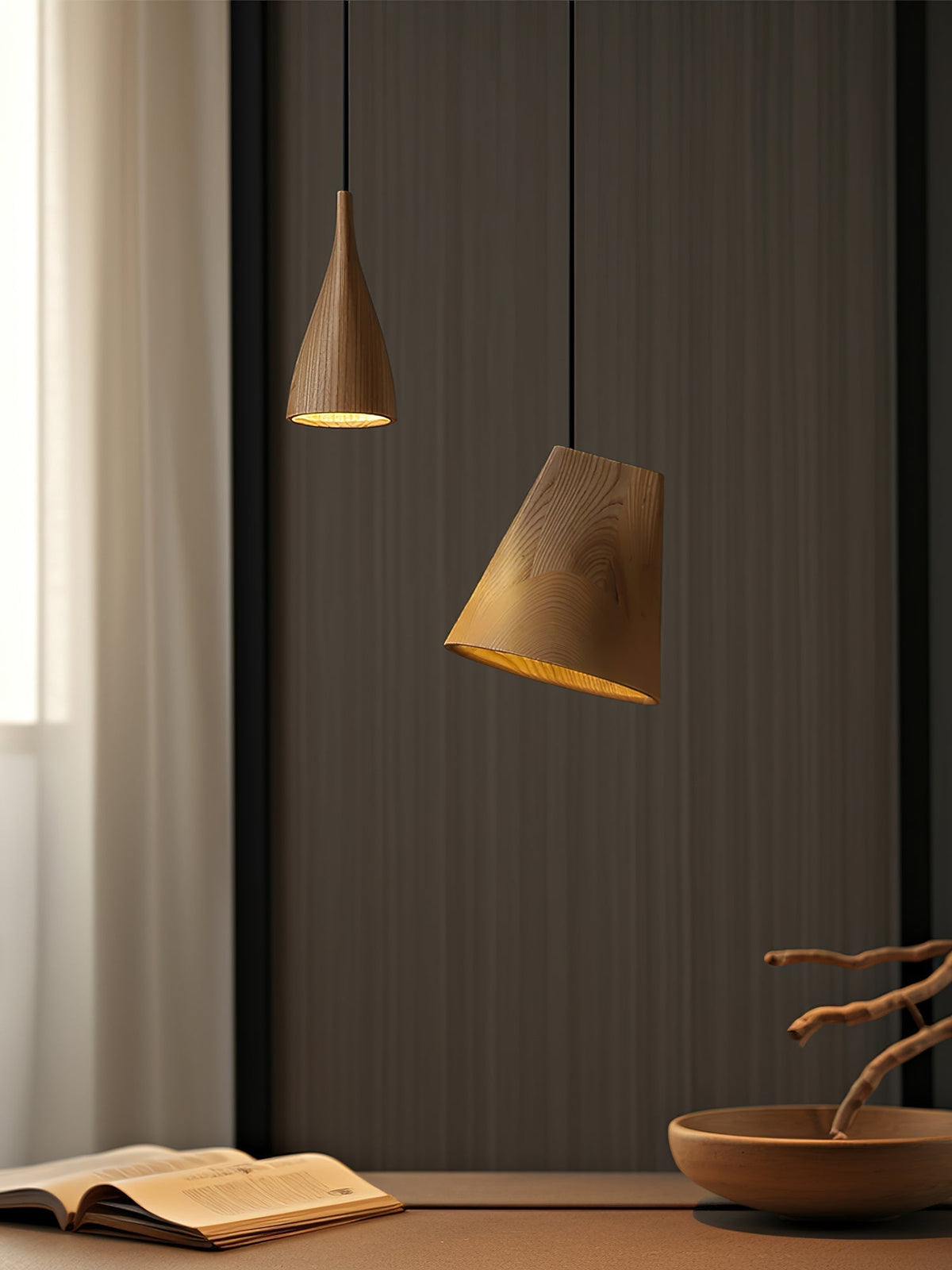 Ivarara Asymmetrical Wood Pendant Light