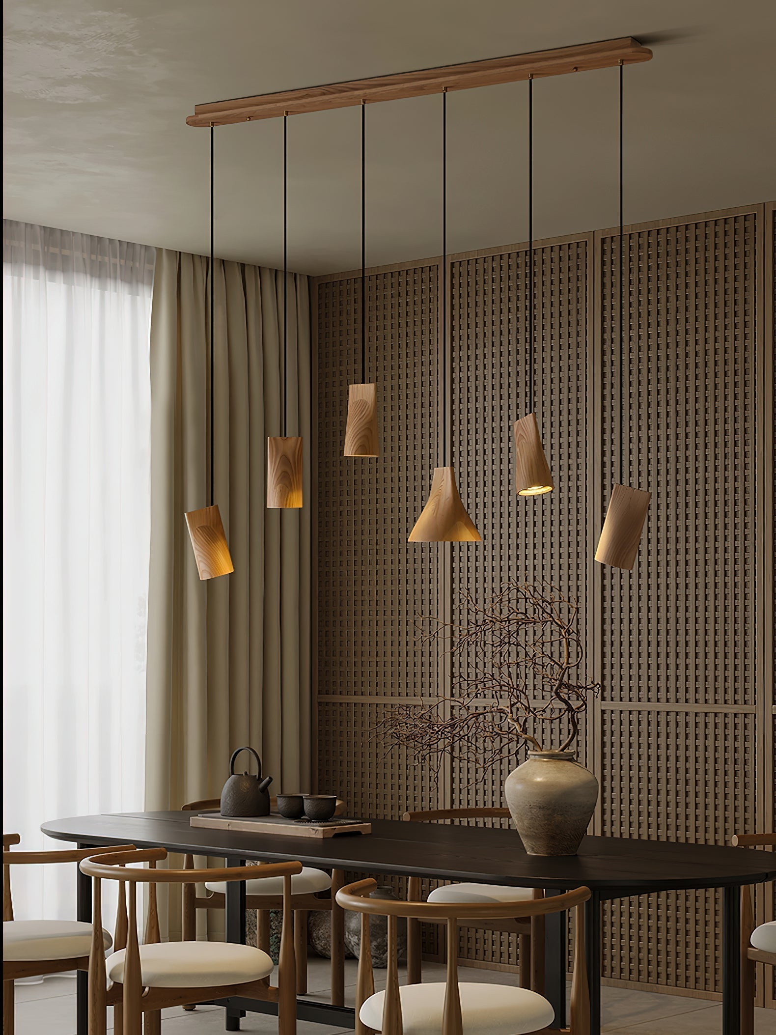Ivarara Asymmetrical Wood Pendant Light