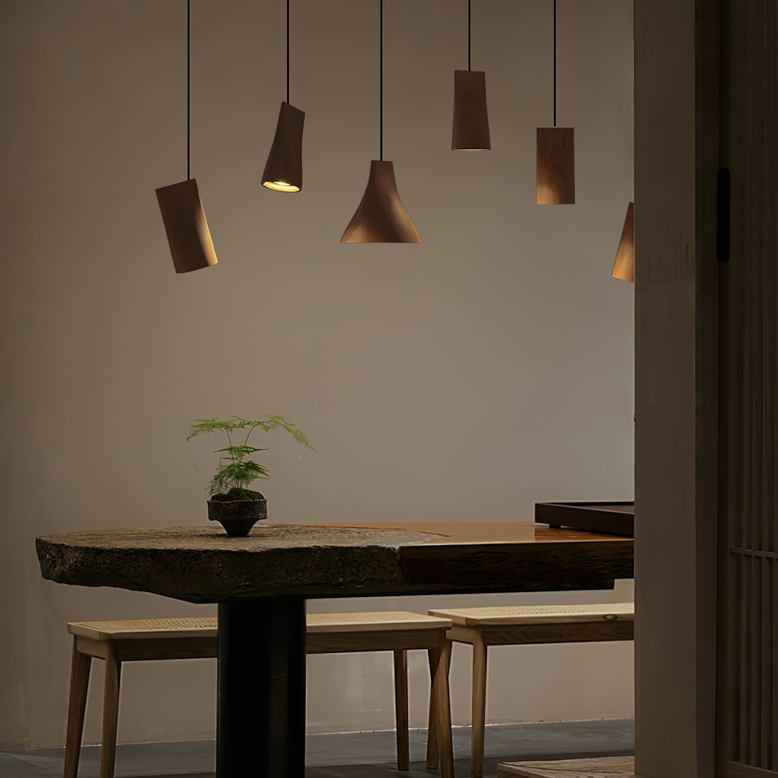 Ivarara Asymmetrical Wood Pendant Light