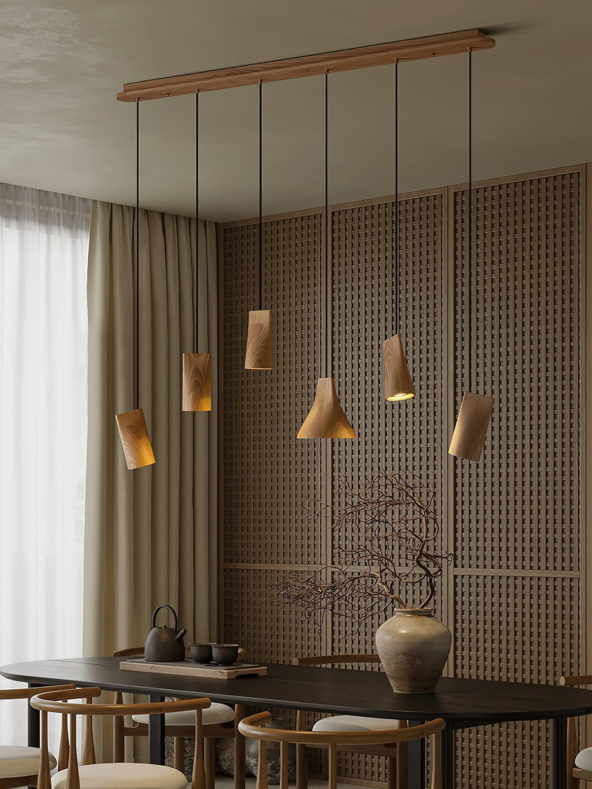 Ivarara Asymmetrical Wood Pendant Light