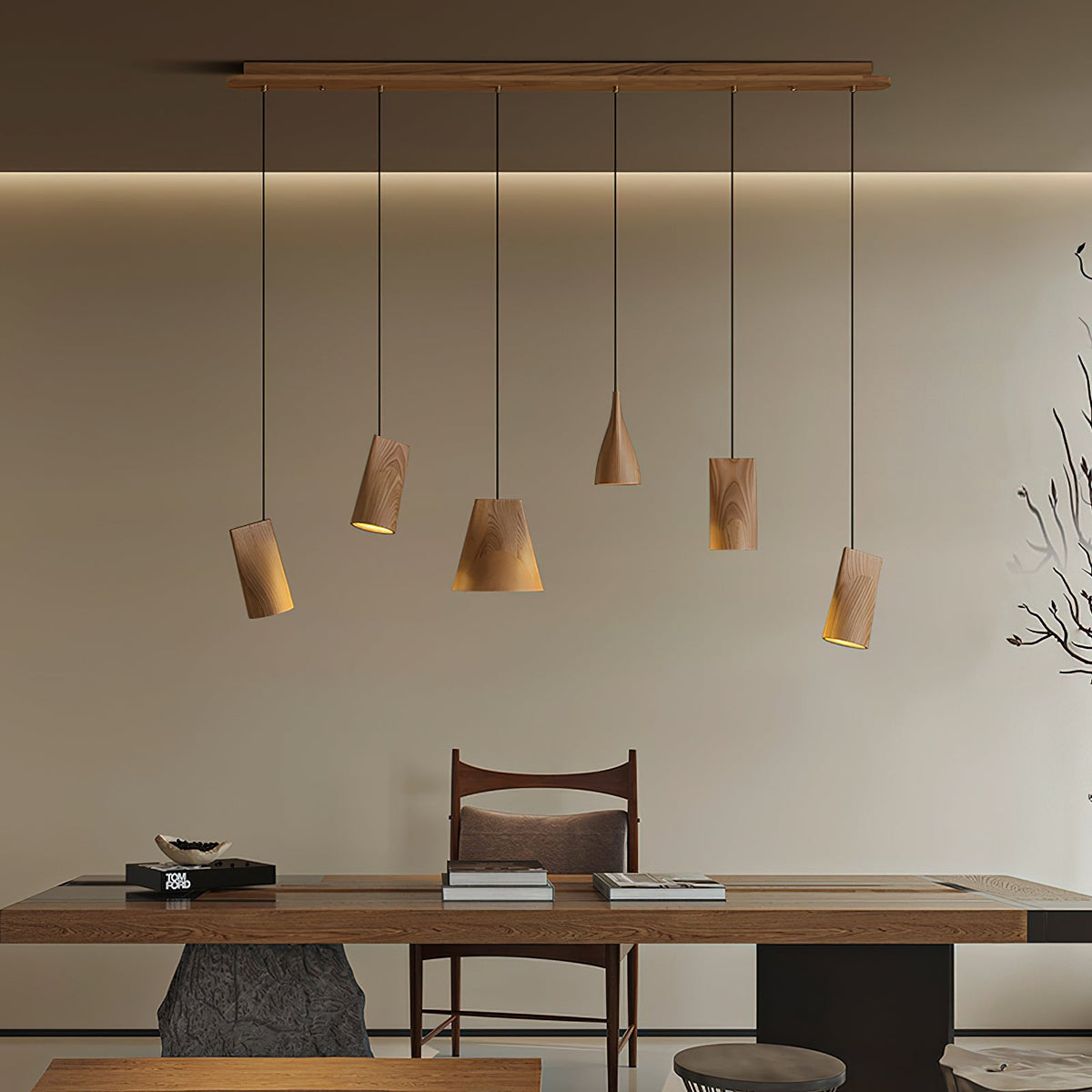Ivarara Asymmetrical Wood Pendant Light
