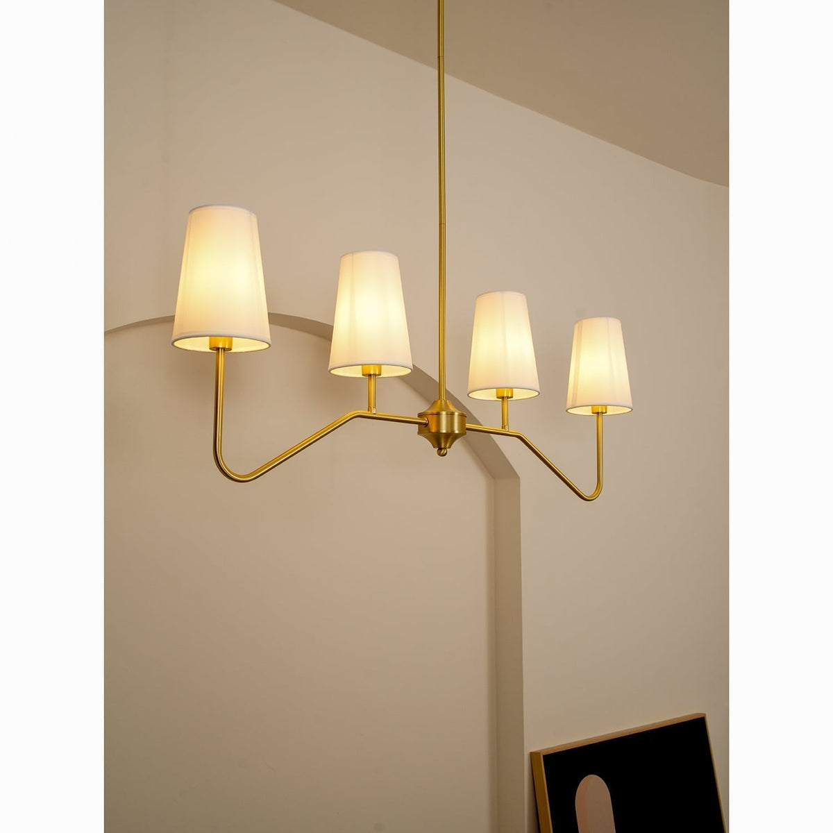 Oriinissa Chandelier Brass Curved Beige Linear