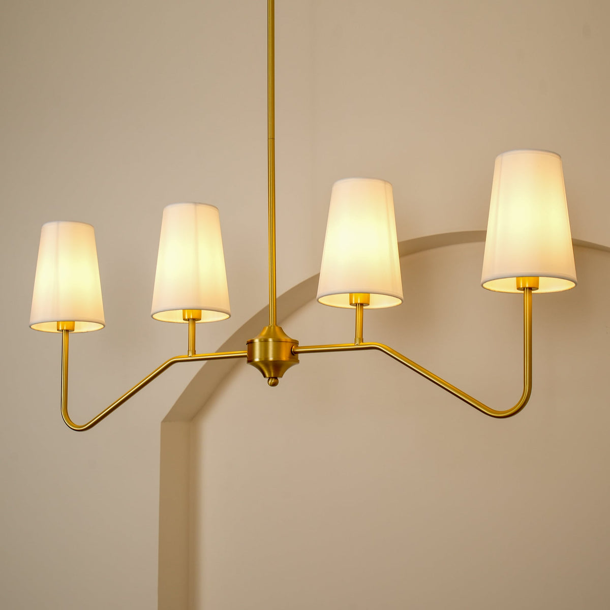 Oriinissa Chandelier Brass Curved Beige Linear