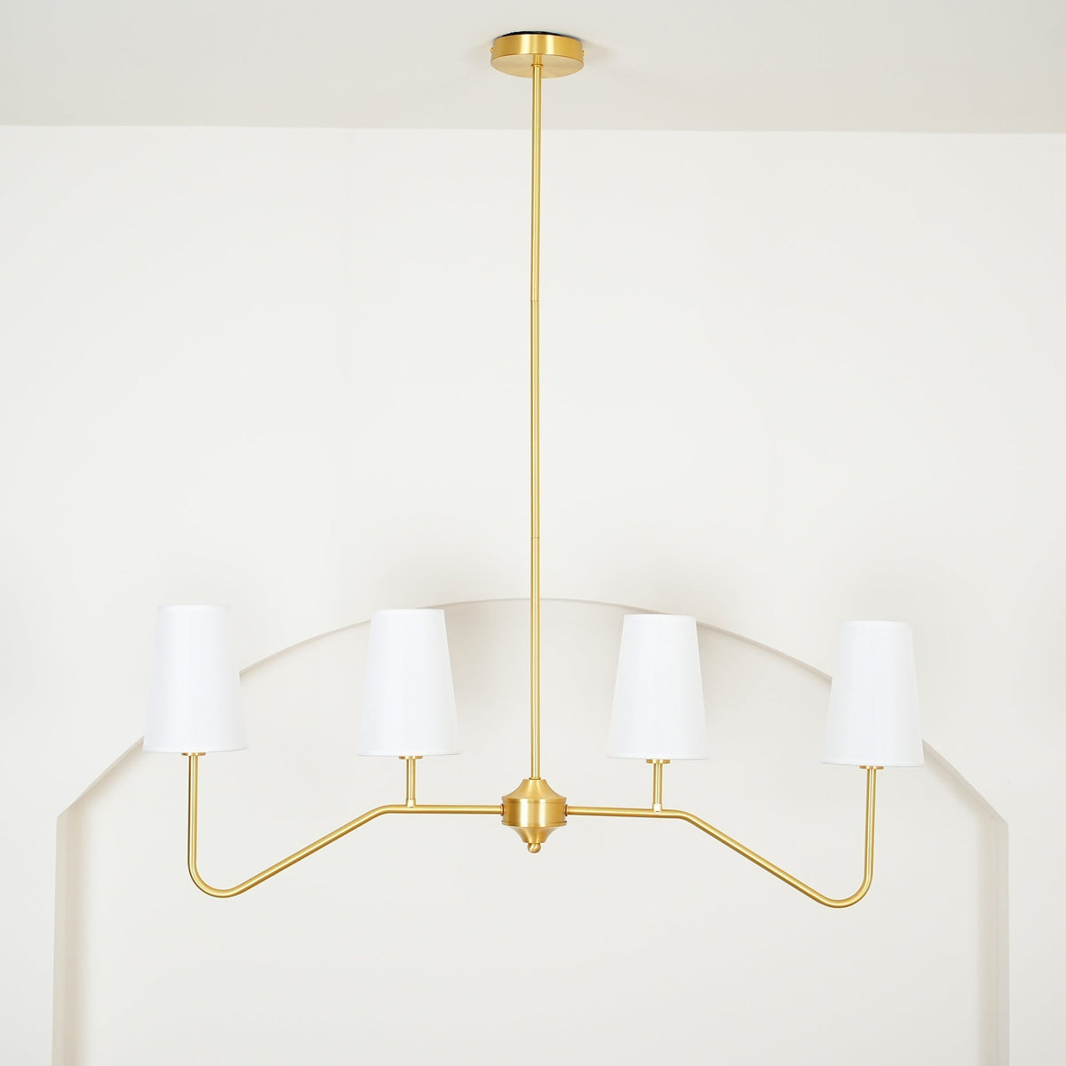 Oriinissa Chandelier Brass Curved Beige Linear