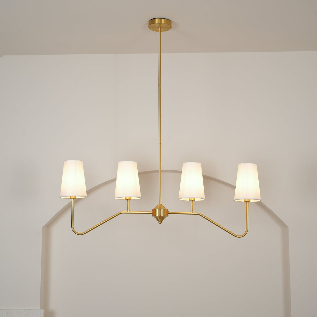 Oriinissa Chandelier Brass Curved Beige Linear