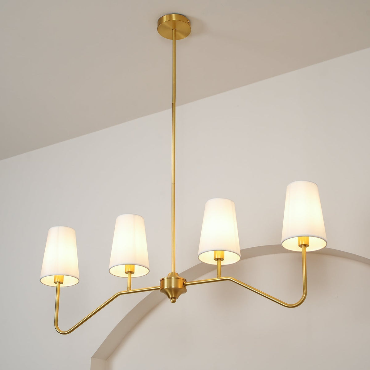 Oriinissa Chandelier Brass Curved Beige Linear