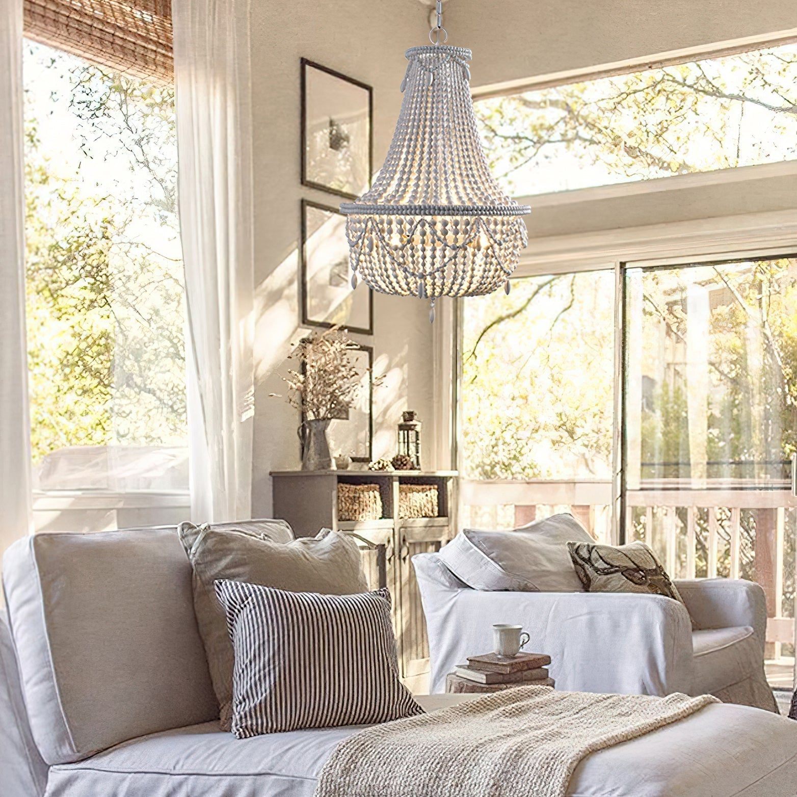 Eirikuvyu Postmodern Luxury Bead Metal Wood Chandelier