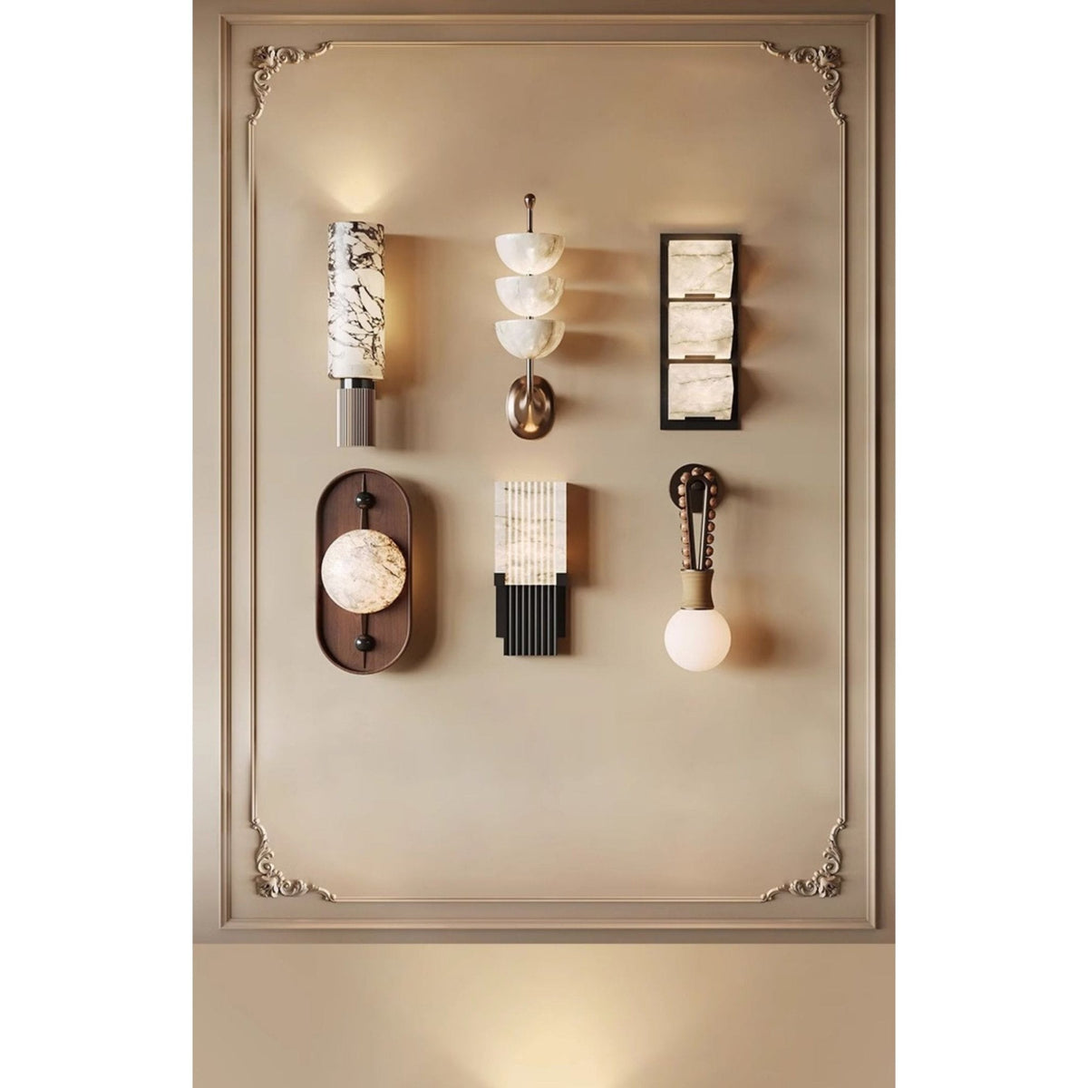 Nivuielle Oval Alabaster Wood Plug Wall Light